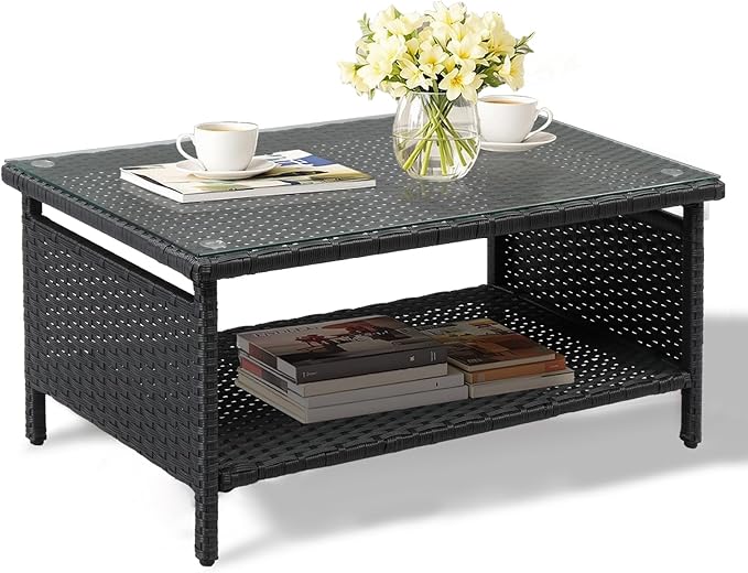 VINGLI Outdoor Wicker CoffeeTable Patio Coffee Tables by VINGLI