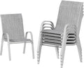 UDPATIO Patio Chairs Set of 6, Stackable Silver Outdoor Dining Chairs by UDPATIO