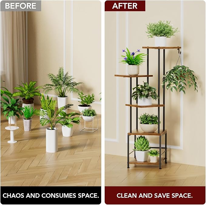 Plant Stand Indoor with Grow Light, 5-Tiered Tall Plant Stand Indoor, Metal - Image 4