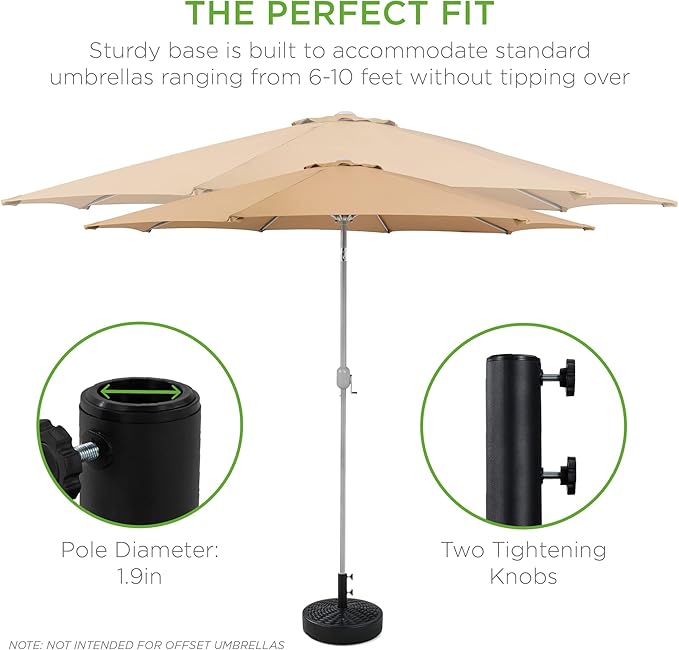 Best Choice Products Fillable Umbrella Base Stand, Round Faux Wicker Plastic - Image 4