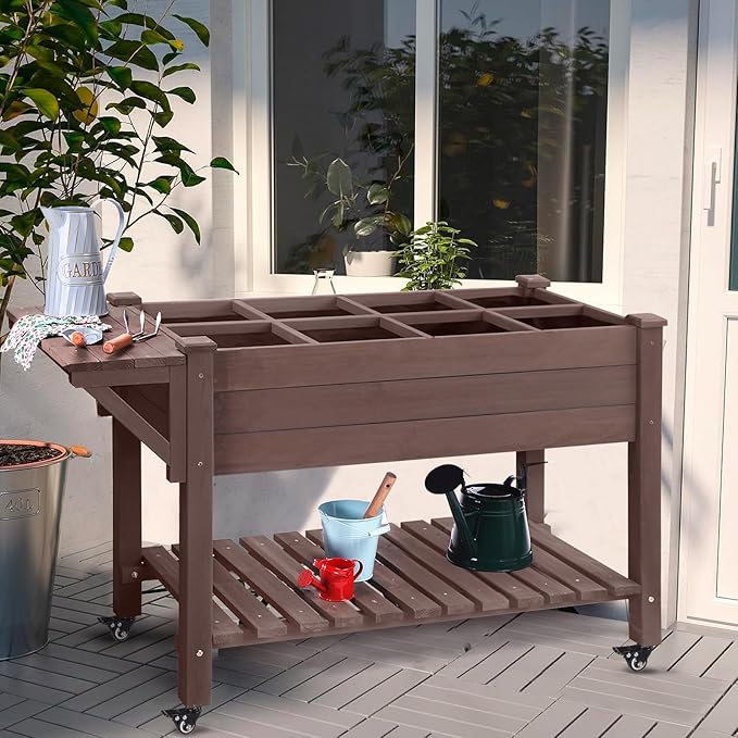 Aivituvin Raised Garden Bed on Wheels, Elevated Plant Boxes Outdoor Large by Aivituvin