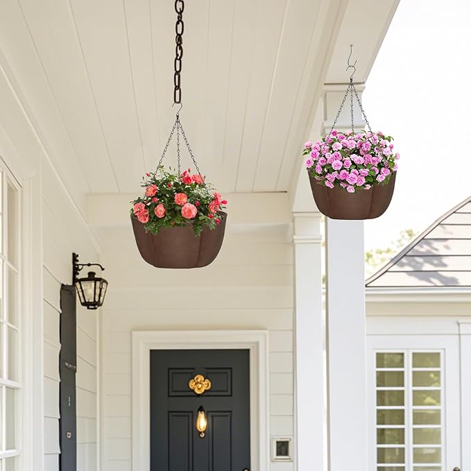 Hanging Baskets for Plants Outdoor, 12 Inch 3 Pack Hanging Planters for Outdoor - Image 9