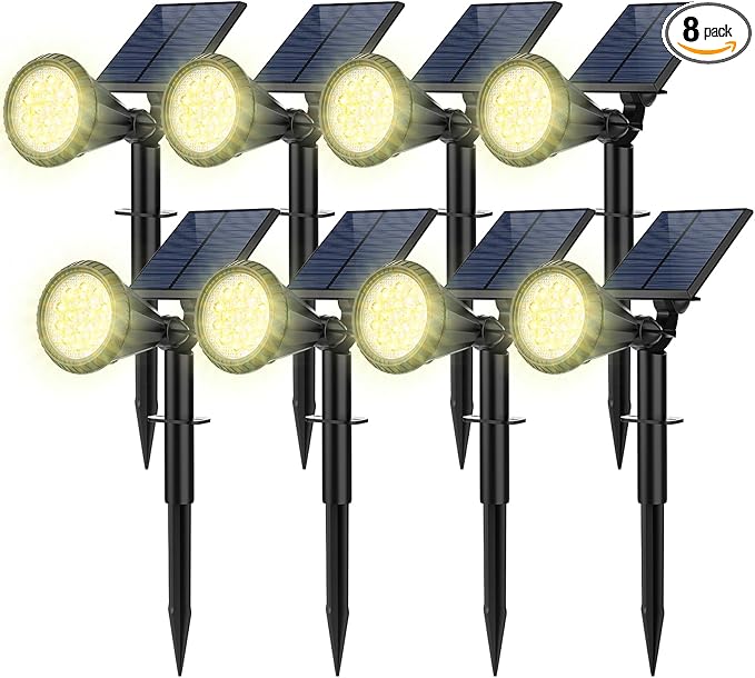 Solar Spot Lights Outdoor, 8 Pack Outdoor Solar Lights by FratinkSolarLights