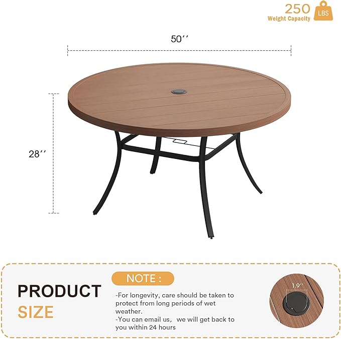 VICLLAX 50" Outdoor Round Patio Table - Image 3
