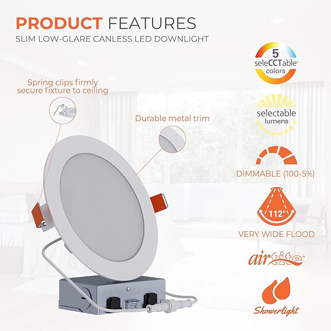 HALO HLB 6 in LED Recessed Lighting Canless Dimmable Wet Location Selectable - Image 2