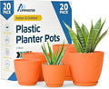 Yellow Plant Pots with Drainage Holes & Saucers 20 Pack, Indoor & Outdoor by LIFEMASTER