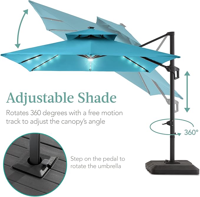 Best Choice Products 10x10ft Cantilever Patio Umbrella w/Base Included - Image 4