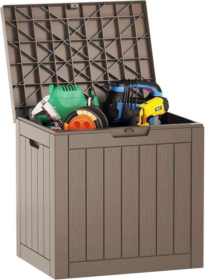 EAST OAK Outdoor Storage Box, 31 Gallon Deck Box, Waterproof Resin Storage Bin by EASTOAK