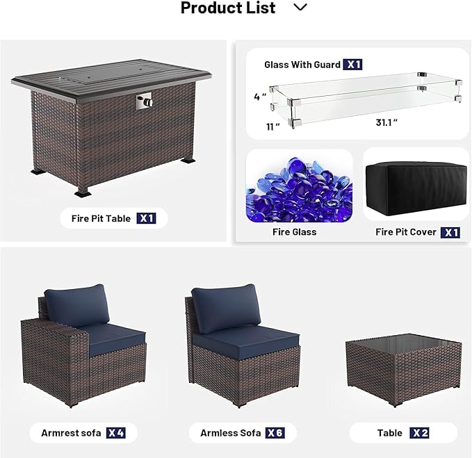Kullavik 13 Pieces Outdoor Patio Furniture Set - Image 7