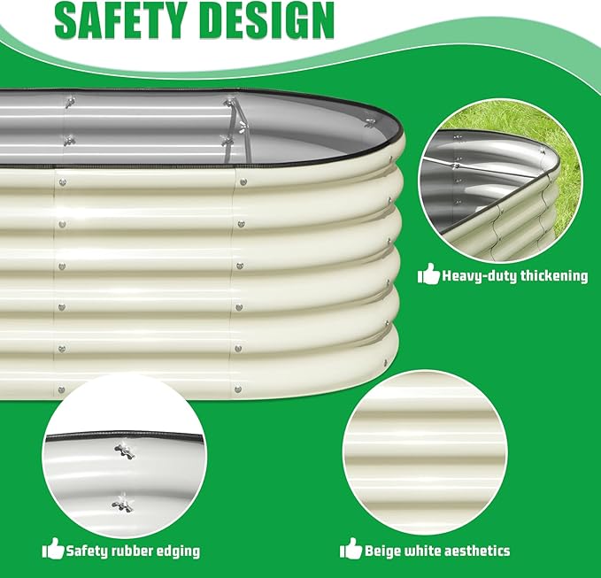 SnugNiture 3 Pcs 4x2x1.5ft Raised Garden Bed Outdoor, Oval Raised Garden Bed Kit - Image 3
