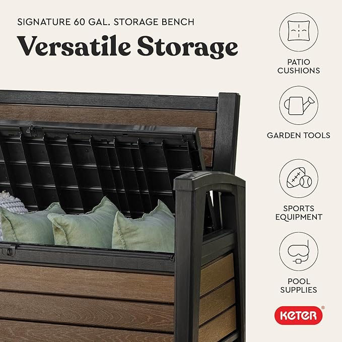 Keter Signature 60 Gallon Storage Bench Deck Box - Image 6