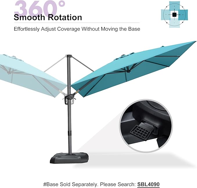 PURPLE LEAF 9 Feet Patio Umbrella Outdoor Cantilever Square Umbrella Aluminum - Image 8