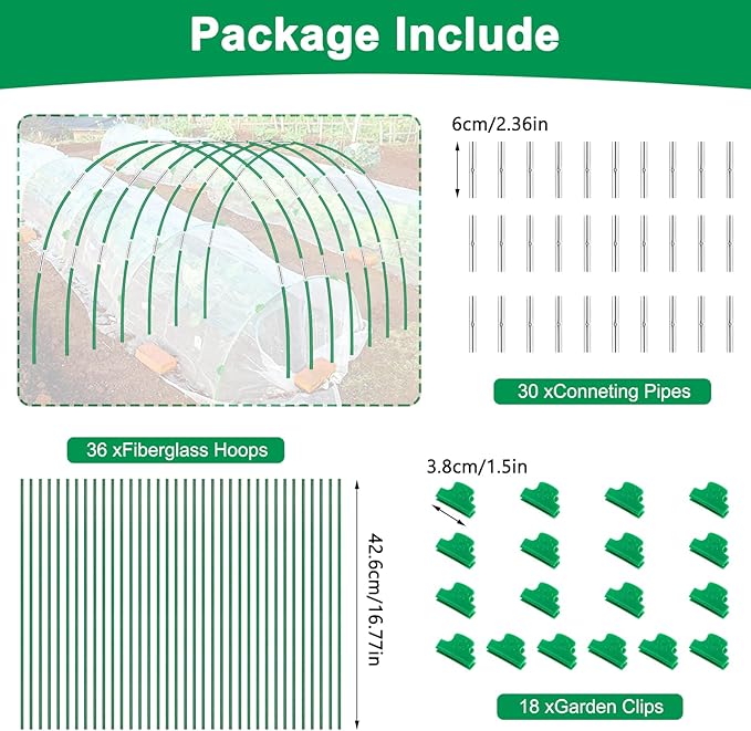 Greenhouse Hoops Grow Tunnel, 6 Sets of 8FT Long Garden Hoops - Image 2