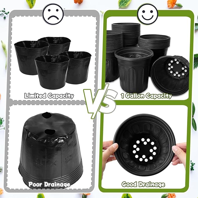 OJYUDD 60 Pack 1 Gallon Flexible Plant Nursery Pots, Thickened Soft Plastic - Image 5