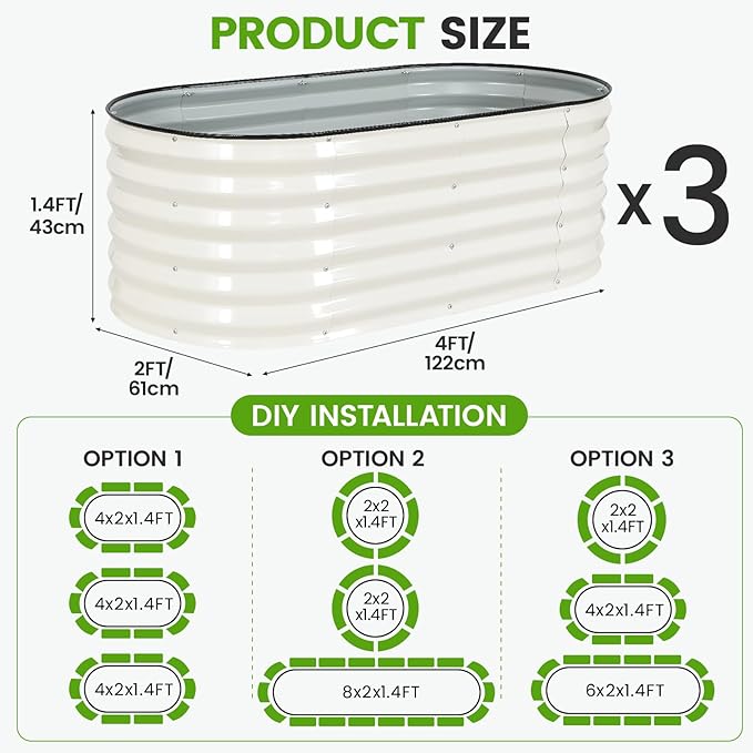 Galvanized Raised Garden Bed Outdoor |17'' Tall Planter Box Outdoor - Image 6
