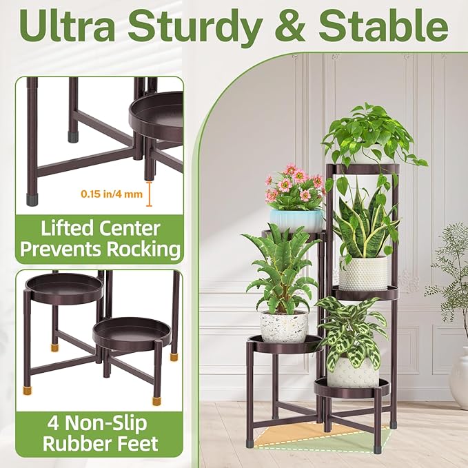 iDavosic.ly Plant Stand Indoor Outdoor, 5 Tier Corner Metal Flower Display - Image 4