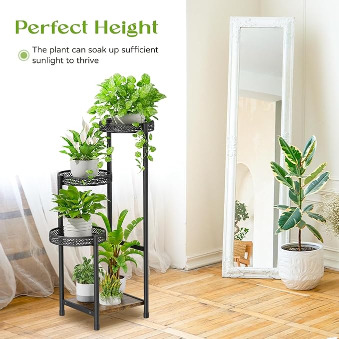 Plant Stand Indoor Outdoor, 4 Tier Metal Flower Pot Shelf Holder Clearance - Image 3