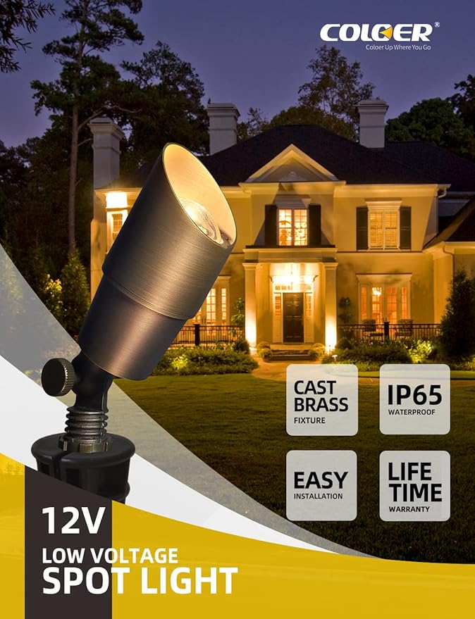 COLOER Die-cast Brass Low Voltage Spotlight 1-Pack - Image 2