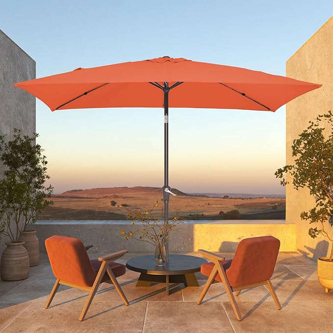 JEAREY 6.5x10 ft Rectangular Patio Umbrellas Rectangle Outdoor Umbrella - Image 4