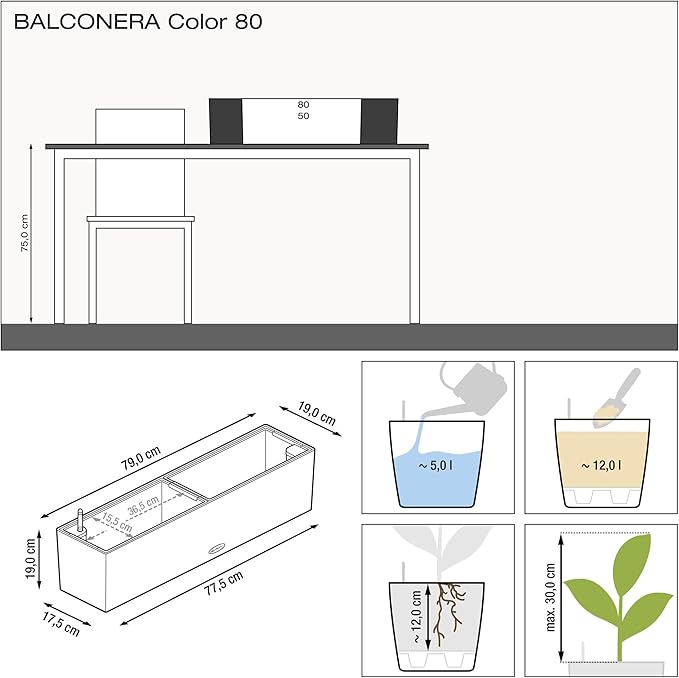 Lechuza 15680 Balconera Color 80 Self-Watering Planter - Image 4