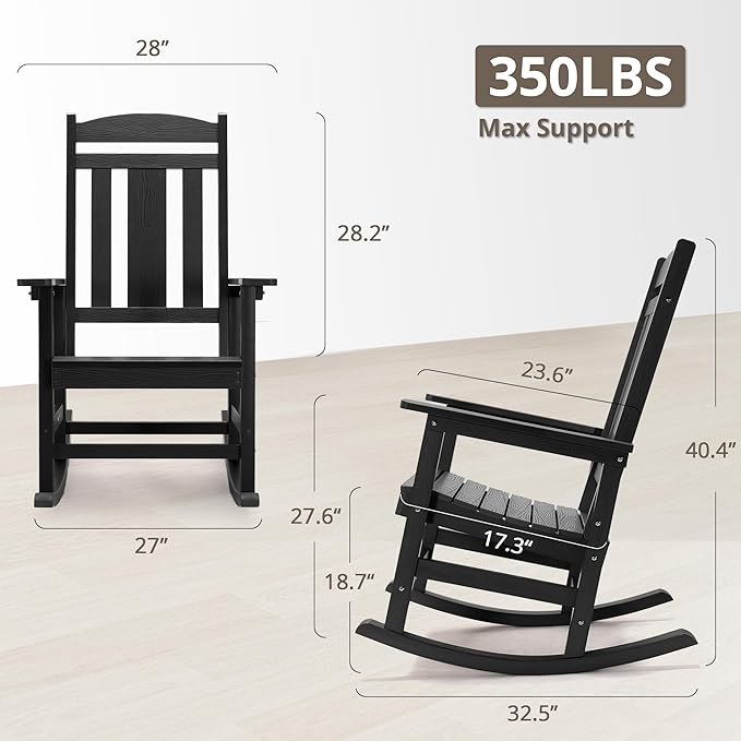 LUE BONA Outdoor Rocking Chairs Set of 4, Weather Resistant HDPS Poly Rocker - Image 2