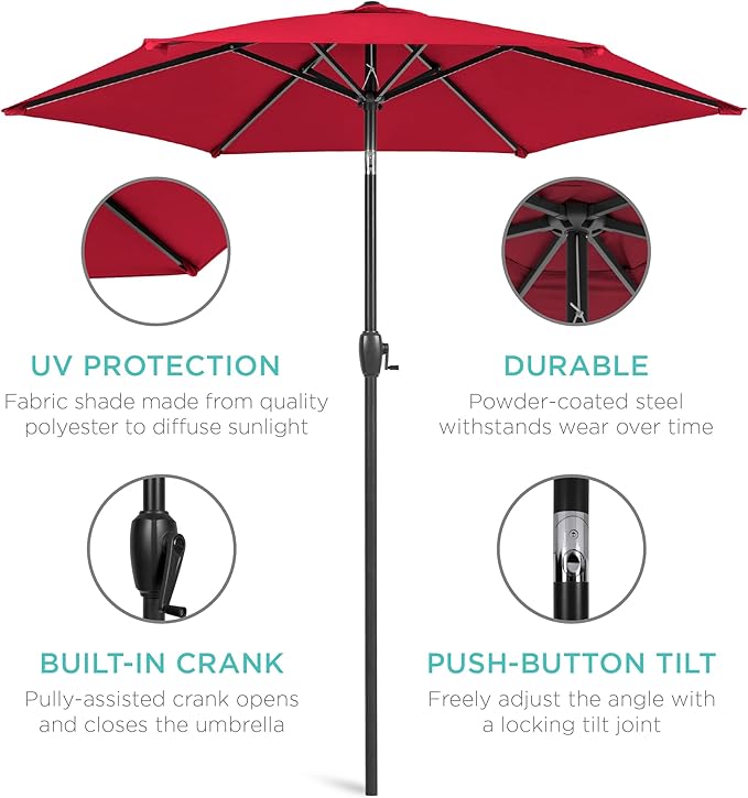 Best Choice Products 7.5ft Heavy-Duty Round Outdoor Market Table Patio Umbrella - Image 5