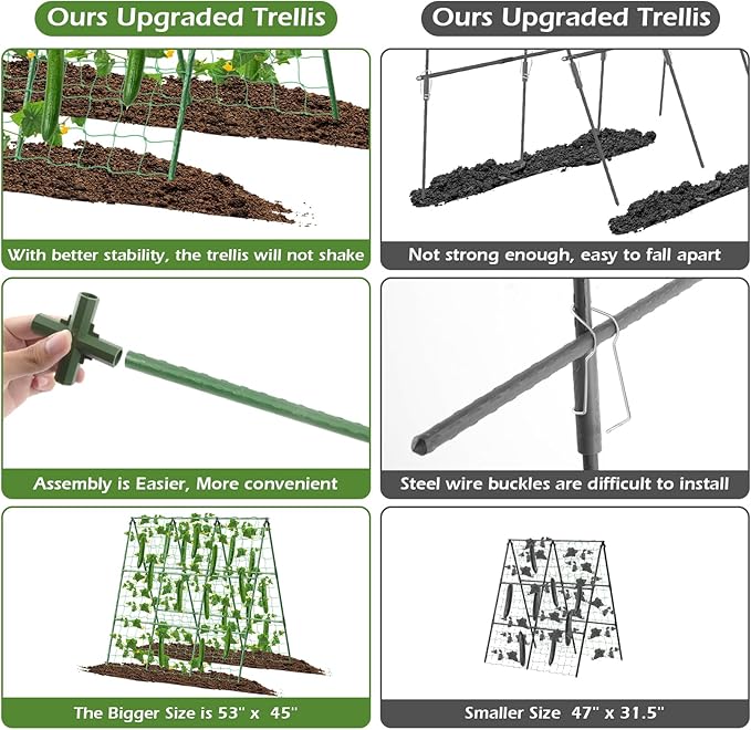 Cucumber Trellis for Raised Beds, 45 x 53 Inch Adjustable Size A-Frame Garden - Image 4