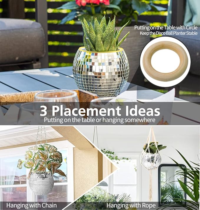 Disco Ball Planter, Disco Ball Plant Hanger - Image 3