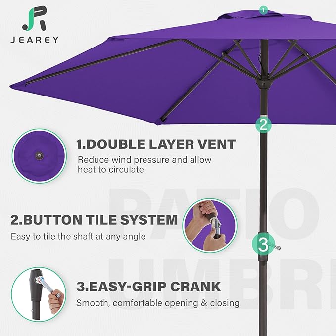 JEAREY 7.5FT Patio Umbrella Market Table Umbrella - Image 3
