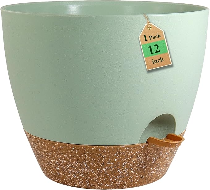 12 inch Large Self Watering Pots, Flower Plant Pots by WSMKSZ