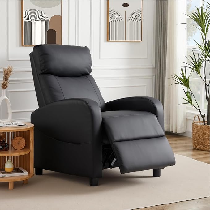 Sweetcrispy Recliner Chair PU Leather Recliner Sofa No Massage, Home Theater - Image 2