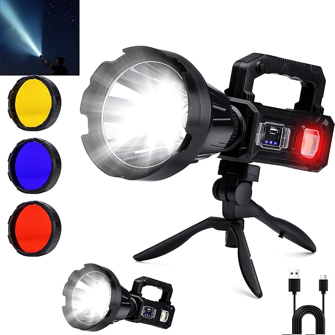 Solar Rechargeable Spotlight, 000L High Lumens Led Spot Lights Outdoor Handheld by Sogidon