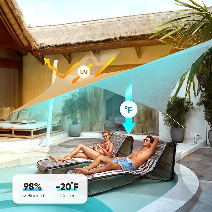 Quictent 20x16ft Rectangular Sun Shade Sail 185G HDPE Canopy 98% UV Block - Image 8