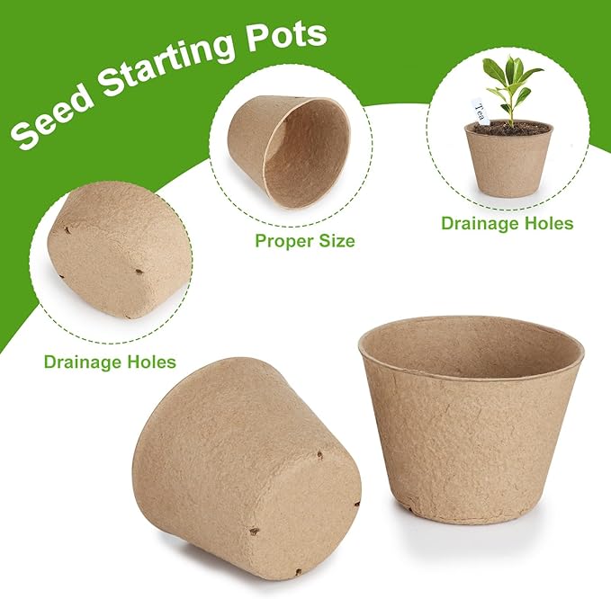 132 Pack Organic Peat Pots, 4 Inch Nursery Pot, Round Plant Seedling Pots - Image 2