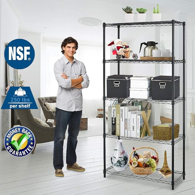 BestOffice | 5-Tier Wire Storage Shelves | 36x14x72 | Black | - Image 4