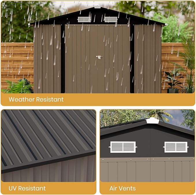 Patiowell 12 x 8 FT Outdoor Storage Shed, Steel Shed Storage House - Image 5