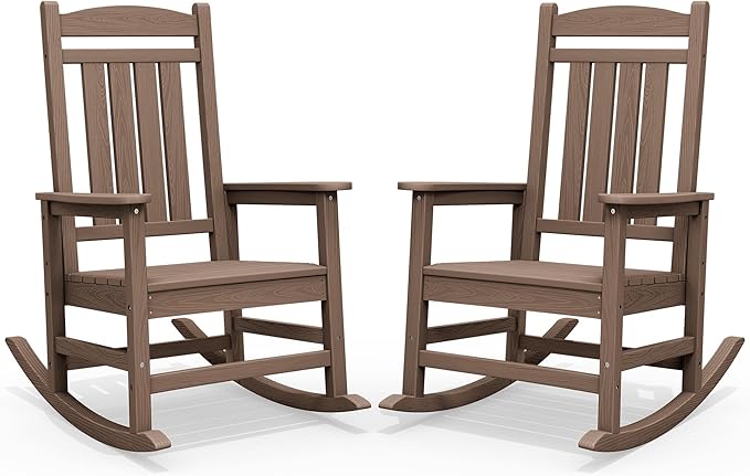 SERWALL HDPE Outdoor Rocking Chair Set of 2, Patio Rocking Chairs, All-Weather by SERWALL