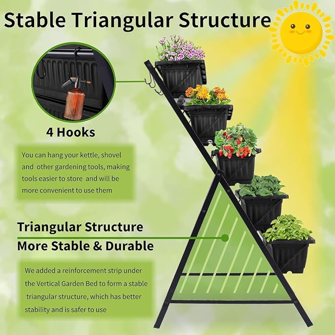 Homdox 2 Pack Vertical Garden Bed, 5 Tiers Vertical Raised Garden Planter - Image 4
