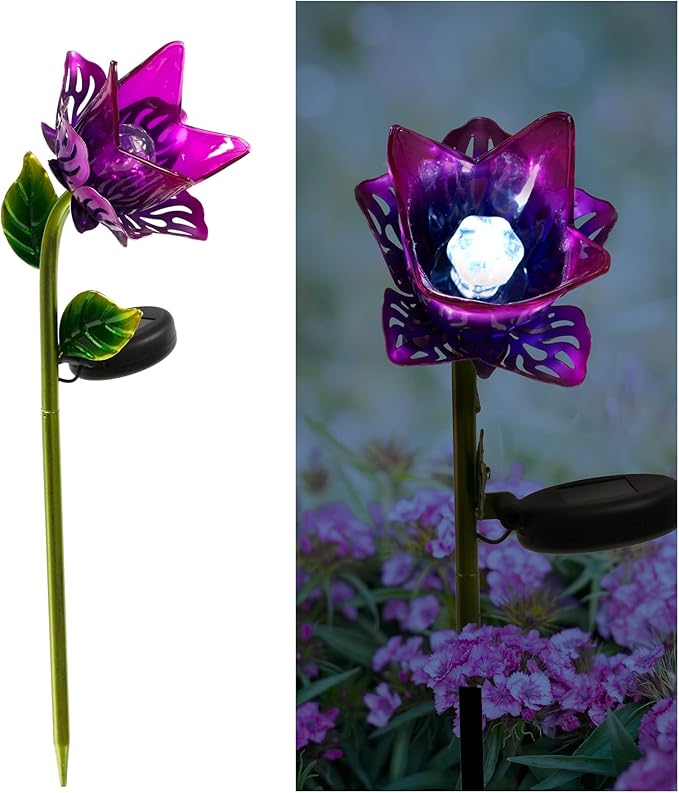 Crosslight Glass Flower Solar LED Waterproof Outdoor Garden Stake - Image 2
