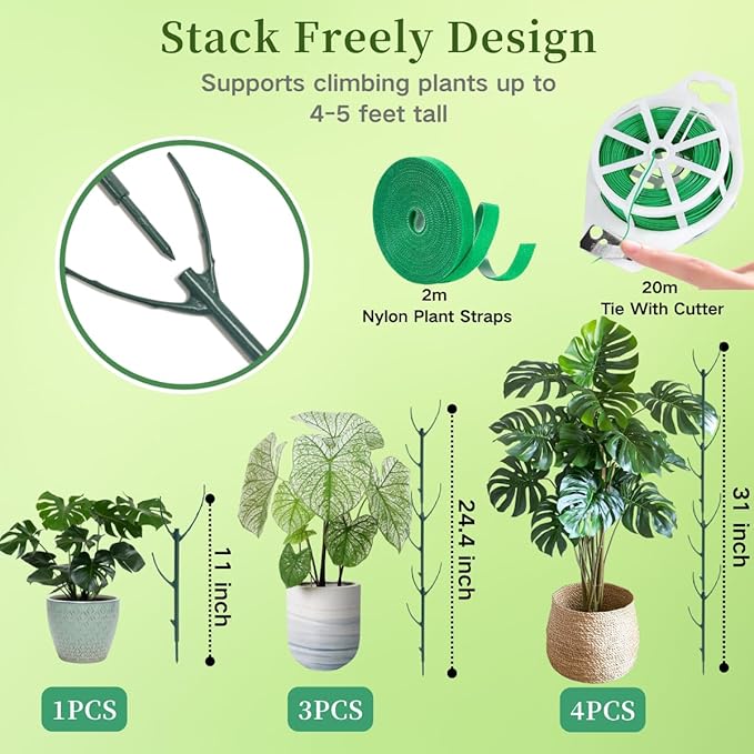 10 Pack Stackable Plant Support Stakes, 75inch Climbing Plant Sticks Structures - Image 2
