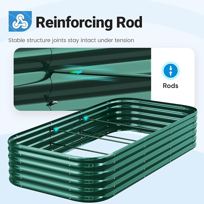 Quictent Galvanized Raised Garden Bed Kit, Strengthened by Crossbar, Dark Green - Image 8