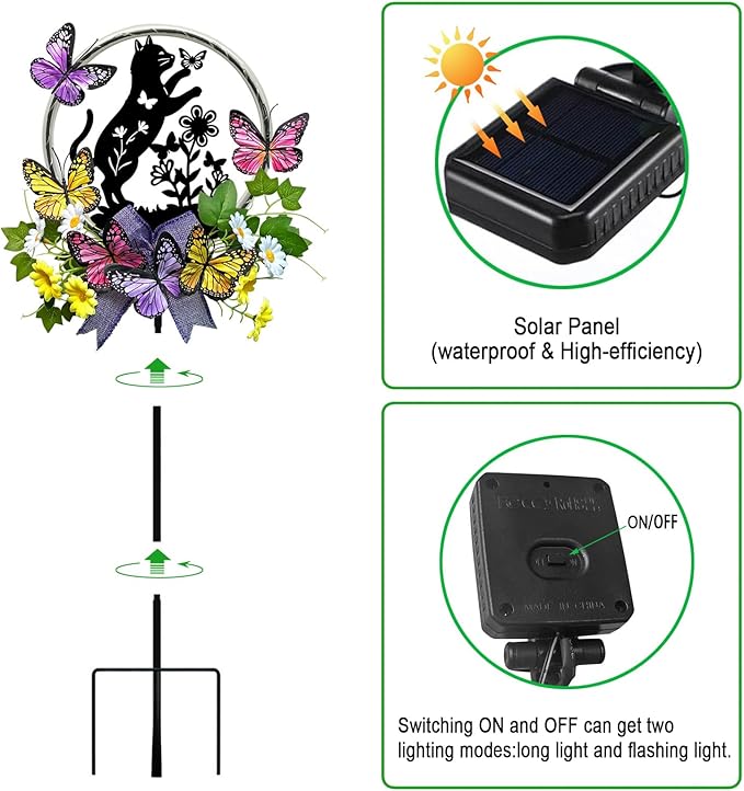 Cat Solar Lights Outdoor Garden, Silhouette Cat - Image 5