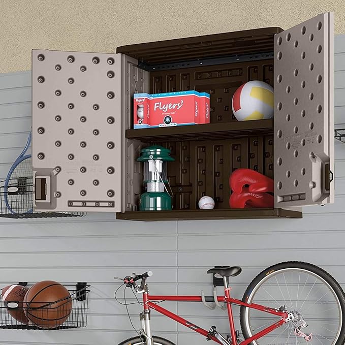Suncast 2 Pack 4 Cubic Feet Resin Single Shelf Garage Wall Storage Cabinet - Image 6