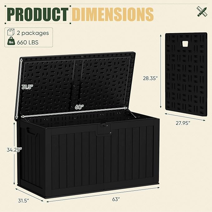 JUMMICO 250 Gallon Outdoor Resin Deck Box - Image 5