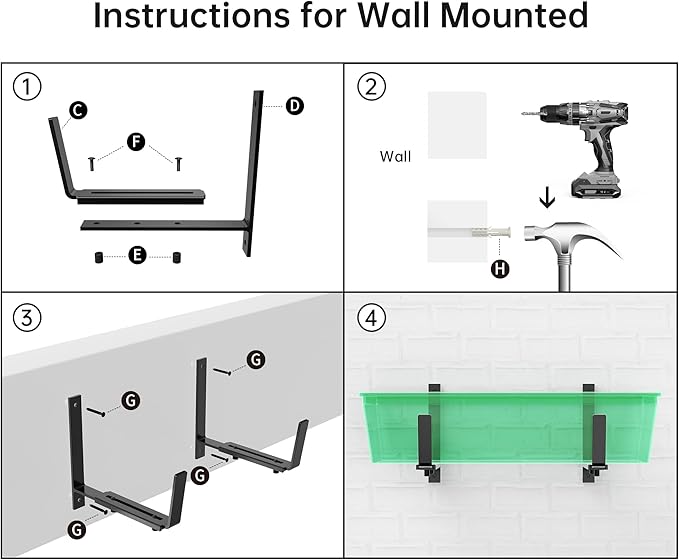 Y&M Adjustable Planter Brackets, Heavy Duty Iron Window Box Mounting Hooks - Image 7