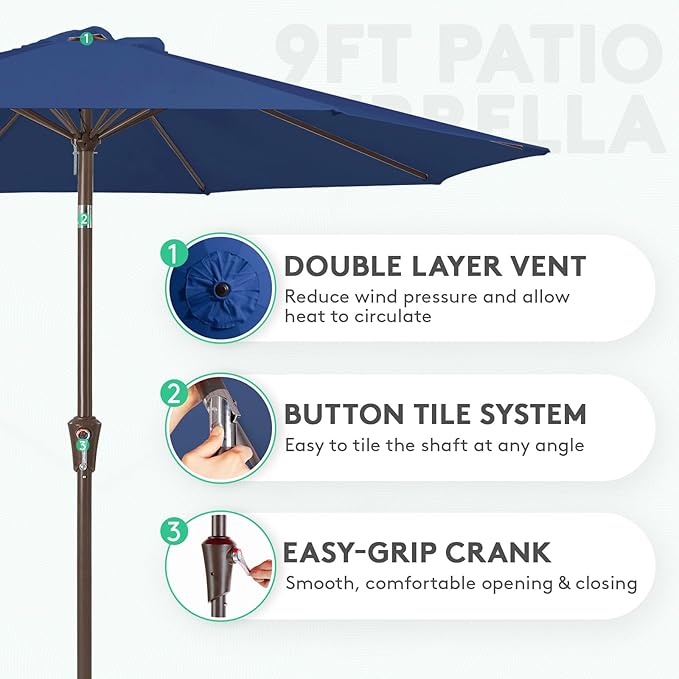 JEAREY 9FT Outdoor Patio Umbrella Outdoor Table Umbrella - Image 2