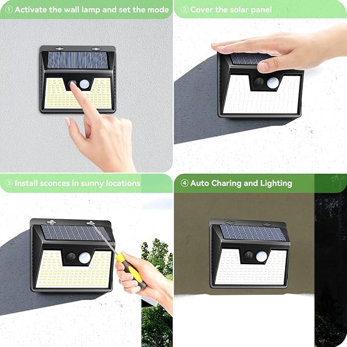 Peasur Solar Lights Outdoor Motion Sensor, 140 LED Solar Powered Fence Light - Image 6