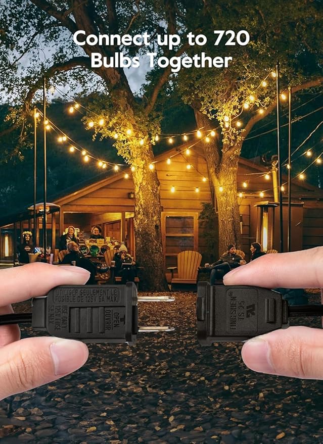 Brightown Outdoor String Lights, 25FT 12+1 G40 Bulbs Shatterproof Patio Lights - Image 4