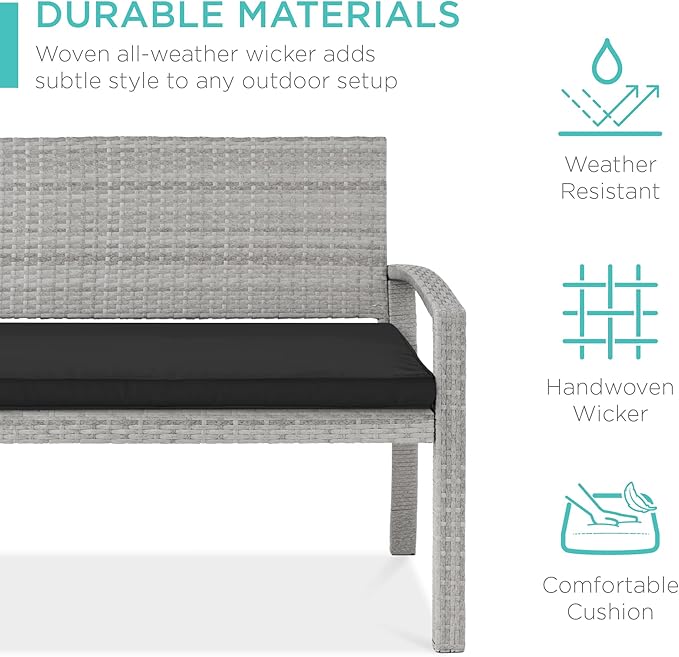 Best Choice Products Outdoor Bench 2-Person Wicker Garden Patio Benches Seating - Image 5