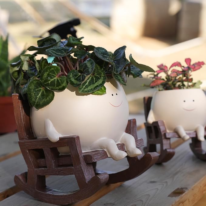 Smily Face Planter Pot Cute Resin Flower Head Planters - Image 6